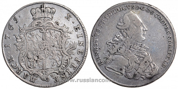 Саксен-Кобург-Заальфельд 1 талер 1765 IC-K, Эрнст Фридрих (1764-1800) KM 45b, Dav. 2752 B серебро 00-809-21