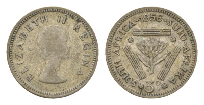 ЮАР 3 пенса 1956 KM 47 серебро 4623-467