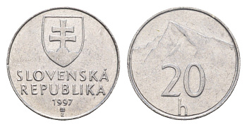 Словакия 20 геллеров 1997 KM 18 алюминий aUNC 4659-552