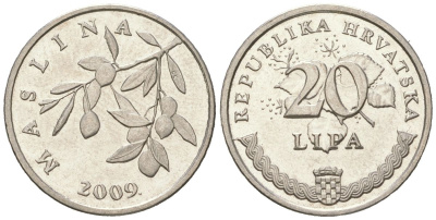 Хорватия 20 лип 2009 нечетный год KM 7 сталь плакированная никелем UNC 4617-1237