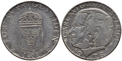 Швеция 1 крона 1978 Карл XVI Густав (1973- ) KM 852 медь плакированная медно-никелем 57-545