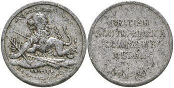 АНГЛИЯ МЕДАЛЬ 1897 БРИТАНСКАЯ ЮЖНО-АФРИКАНСКАЯ КОМПАНИЯ, MASHONALAND 1897, ДИАМЕТР 19 ММ. алюминий 99-438