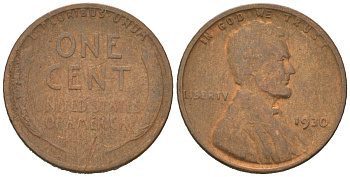 США 1 цент 1930 Авраам Линкольн  KM 132 бронза 211-422