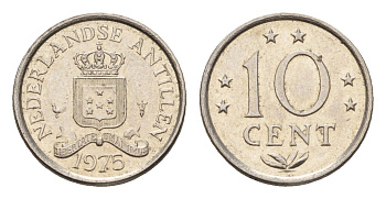 Нидерландские Антильские острова (Нидерландские Антилы) 10 центов 1975 Юлиана (1948-1980) KM 10 никель 4669-1269