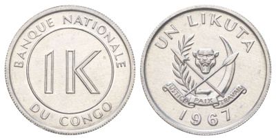 ДР Конго 1 ликута 1967 KM 8 алюминий UNC 4618-354