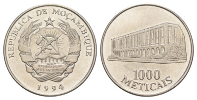 Мозамбик 1000 метикалов 1994 KM 122 сталь плакированная никелем UNC 4389-315