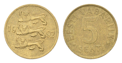 Эстония 5 сентов 1992 KM 21 латунь 4668-631