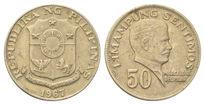 Филиппины 50 сентимо 1967 KM 200 медь цинк никель 4706-827