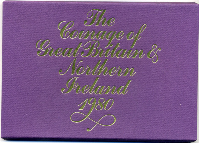 Великобритания официальный набор из 6 монет + жетон монетного двора 1980 в оригинальной пластиковой упаковке, с сертификатом KM PS 36 PROOF 3-6-4-19