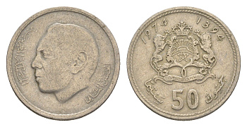 Марокко 50 сантимов 1974 Y 62 медно-никель 4613-361