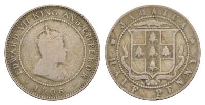 Ямайка 1/2 пенни 1906 Эдуард VII (1901-1910) KM 22 медно-никель 4626-422
