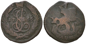 Россия полушка 1766 ЕМ, Екатерина II (1762-1796) Биткин 746 медь 4615-367