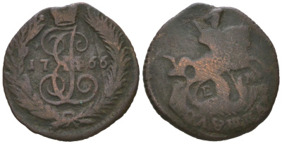 Россия полушка 1766 ЕМ, Екатерина II (1762-1796) Биткин 746 медь 4615-367