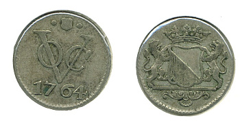Нидерландская Восточная Индия 1 дуит 1764 Утрехт KM 111.1 a серебро 503-821
