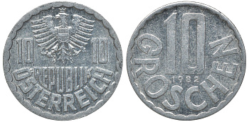 АВСТРИЯ 10 ГРОШЕЙ 1982 KM 2878 алюминий 72-1346