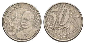Бразилия 50 сентаво 1998 KM 651 медно-никель 4648-1214