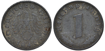 Германия 1 рейхспфенниг 1940 D - Мюнхен KM 89 цинк 4173-643
