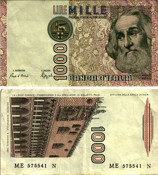 Италия 1000 лир 1982 Дворец дожеи?, Марко Поло Pick 109b 6281-26-4-1