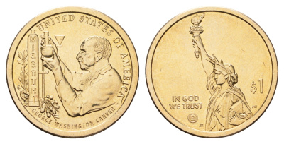 США 1 доллар 2024 D, Американские инновации - Миссури. Джордж Вашингтон Карвер KM 798 медь с марганцево-латунным покрытием UNC 4700-1047