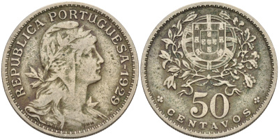 Португалия 50 сентаво 1929 KM 577 медно-никель 4563-845