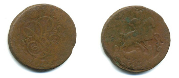 РОССИЯ 1 КОПЕЙКА 1759 медь 61-615