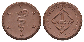 Вайсдорф-Лауза 1 марка 1921 Men05 26467.10, Men22.2 33284.10 фарфор 08-443