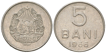 Румыния 5 бань 1966 KM 92 сталь плакированная никелем 99-855