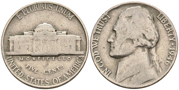 США 5 центов 1946 Джефферсон KM А192 медно-никель 92-947