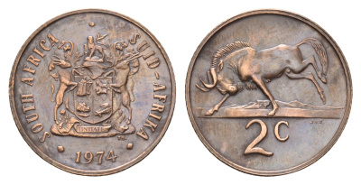 ЮАР 2 цента 1974 KM 83 бронза UNC 4679-156