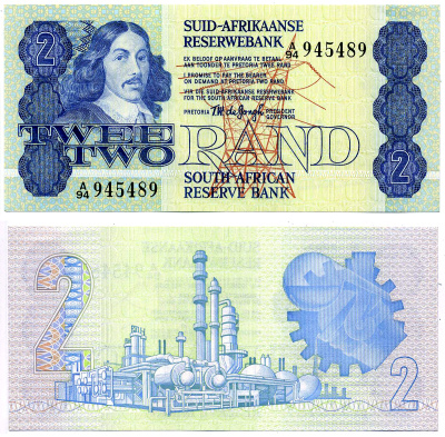 ЮАР 2 ранда 1978-1981 подпись 5 Pick 118а бумага aUNC 2197-5-1-2