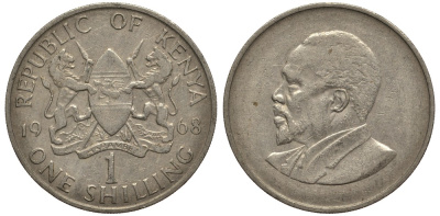 Кения 1 шиллинг 1966 Джомо Кениата KM 5 медно-никель F 4185-613