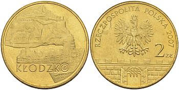 Польша 2 злотых 2007 MW, серия города Польши, Клодзко (Klodzko) KM 624 латунь 4589-617