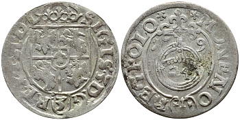 ПОЛЬША 1/24 ТАЛЕРА 1619 СИГИЗМУНД III (1587-1632) KM 41 серебро 3896-811