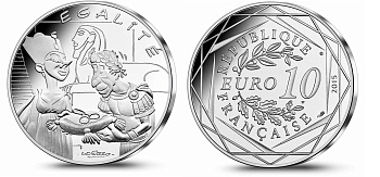 Франция 10 евро 2015 серия Астерикс и свобода, Юлий Цезарь (Julius Cesar) и Клеопатра (Cleopatra), в оригинальном буклете KM NEW серебро UNC 1-4-3-29