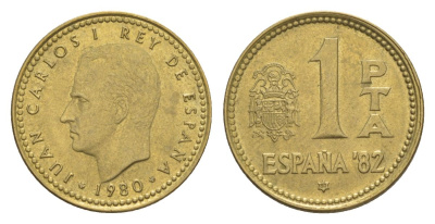 Испания 1 песета 1980 (80) KM 816 алюминиевая бронза 4632-344