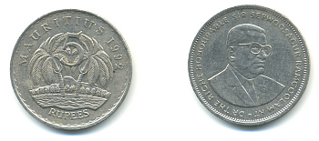 Маврикий 5 рупий 1992 Сивусагур Рамгулам KM 56 медно-никель 179-132