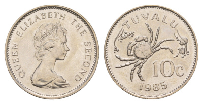 Тувалу 10 центов 1985 KM 4 медно-никель UNC 413-6214