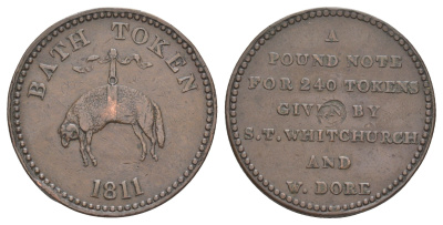 Великобритания, Бат 1 пенни 1811 Сэмюэл Т. Уитчерч и Уильям Withers 19 медь 3711-511