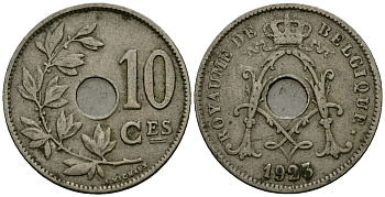 Бельгия 10 сантимов 1923 KM 52 медно-никель 4177-1256