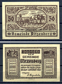 Питценберг (Австрия) 50 геллеров 1920 Jaksc/Pick?JPR0753-50 бумага UNC (пресс) 7556-38-3-2