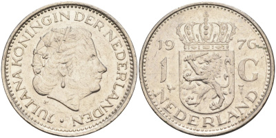 Нидерланды 1 гульден 1976 Юлиана (1948-1980) KM 184а никель 4171-126