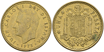 Испания 1 песета 1975 (78) Хуан Карлос I (1975-2014) KM 806 алюминиевая бронза 4604-426