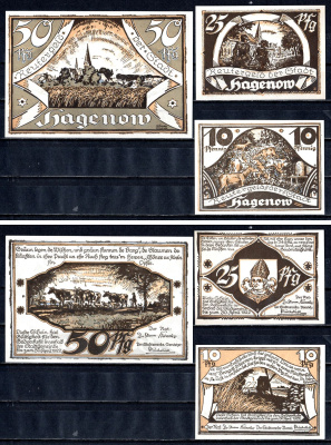 Хагенов (Мекленбург-Шверин) набор из 3 нотгельдов ND 7556-73-3-2