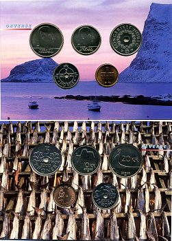 Норвегия набор из 5 монет 2000 запайка, картонный буклет KM MS 58 UNC 4-4-1-17