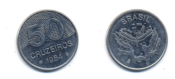 БРАЗИЛИЯ 50 КРУЙЗЕЙРО 1984 KM 594.1 сталь aUNC 51-5744