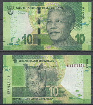 ЮАР 10 рандов ND (2013-2016) Pick 138 b бумага UNC (пресс) 7214-34-2-1