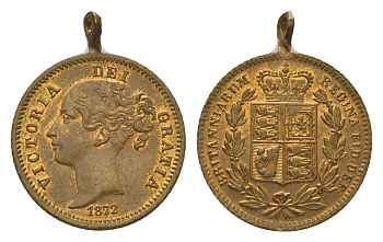 Австралия игровой жетон - 1 соверен 1872 диаметр 18 мм, вес 2 гр латунь 4627-624