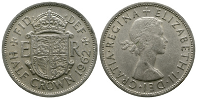 Великобритания 1/2 кроны 1962 Елизавета II (1952-2022) KM 907, Spink 4145 медно-никель 4381-1016