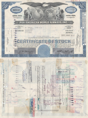США, Pan American World Airwaysсертификат на 100 акций1972бумага5554-26-2