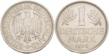 ФРГ 1 МАРКА 1976 D KM 110, J.385 медно-никель 4544-746
